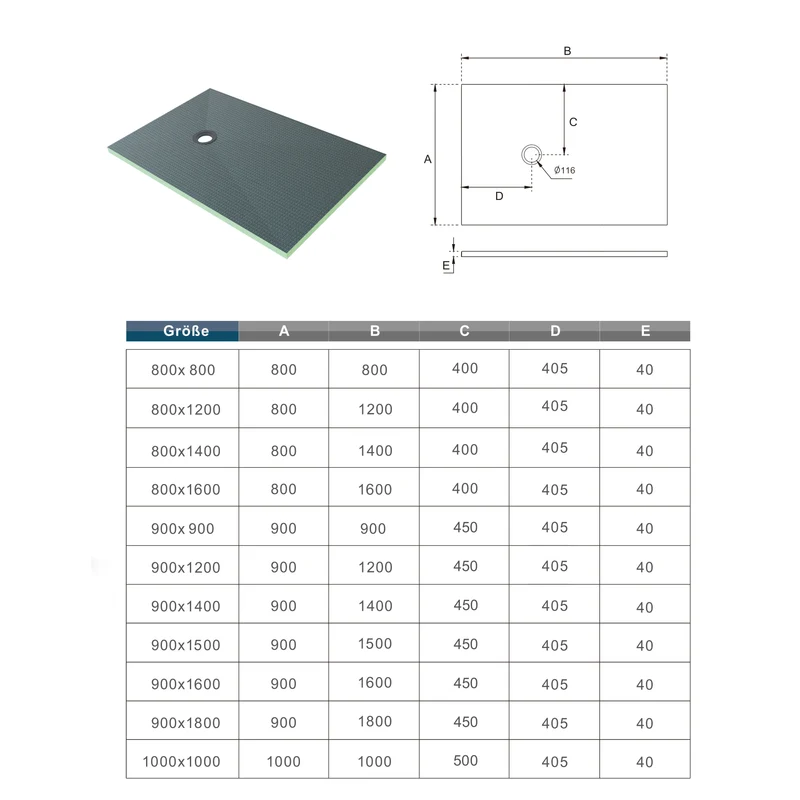 AICA Plato de ducha de XPS, Tablero de aislamiento impermeable, Panel de construccion