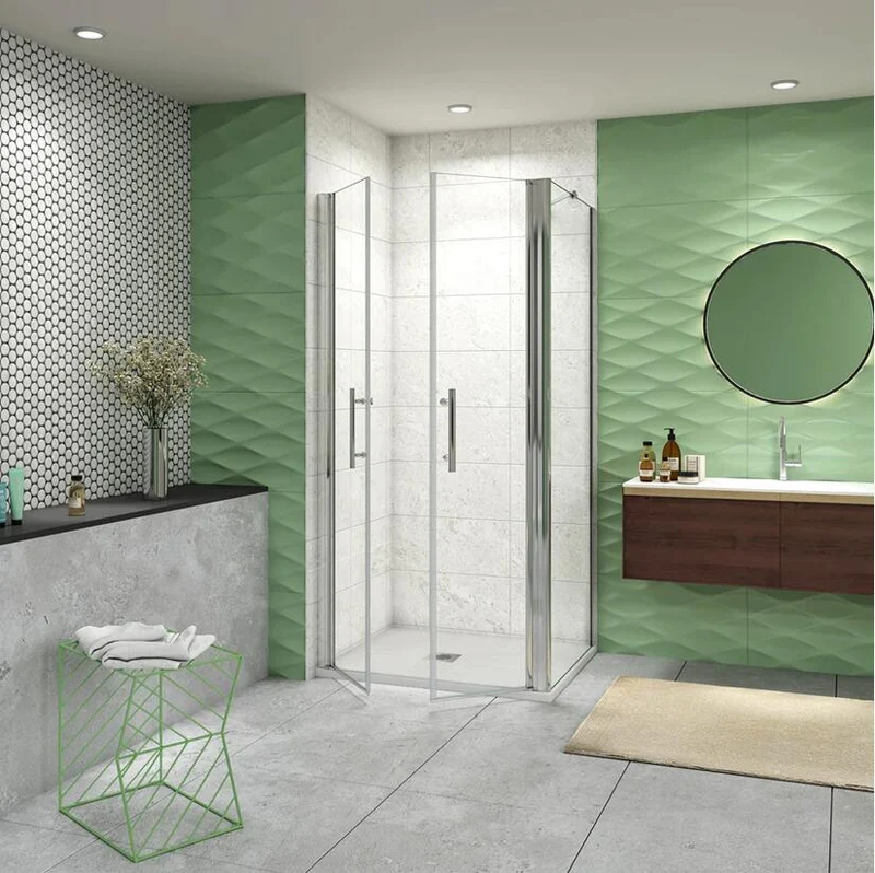 Puerta de mampara de ducha pivotante + panel lateral simple
