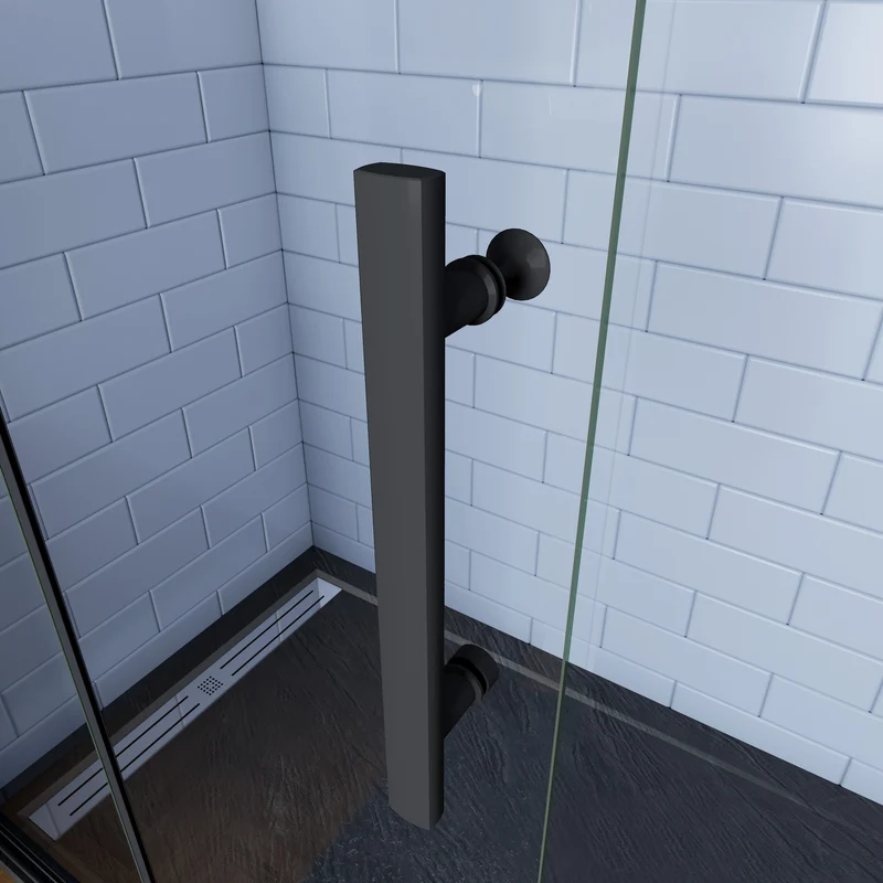 Walk in 2 hojas plegables baño con perfil negro mate ,estilo industrial, 5 mm cristal templado, Easyclean
