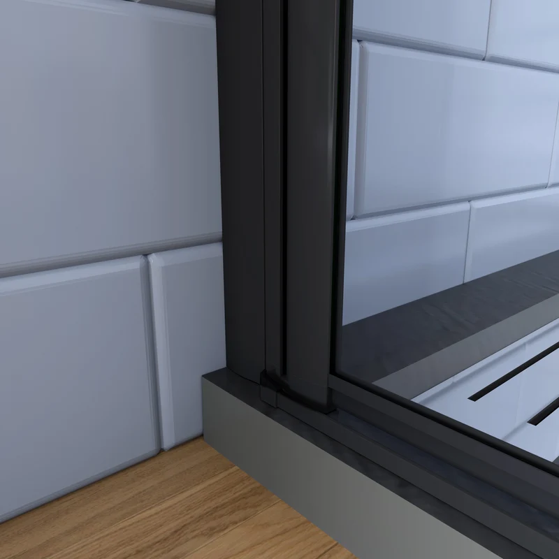 Walk in 2 hojas plegables baño con perfil negro mate ,estilo industrial, 5 mm cristal templado, Easyclean
