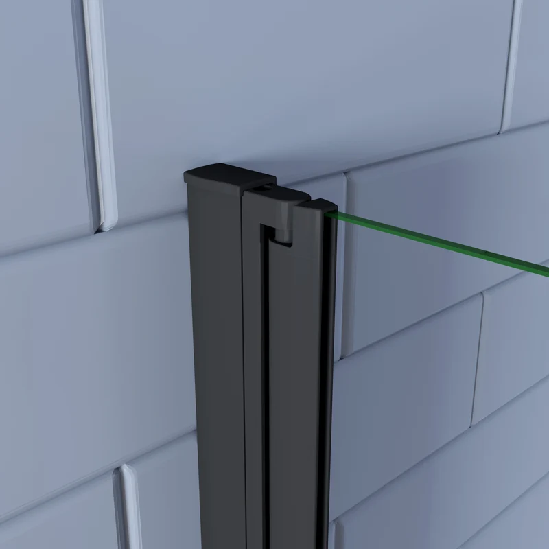 Walk in 2 hojas plegables baño con perfil negro mate ,estilo industrial, 5 mm cristal templado, Easyclean