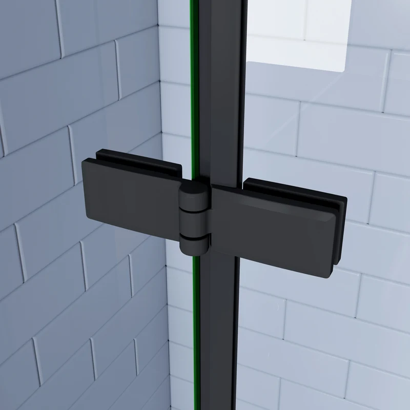 Walk in 2 hojas plegables baño con perfil negro mate ,estilo industrial, 5 mm cristal templado, Easyclean