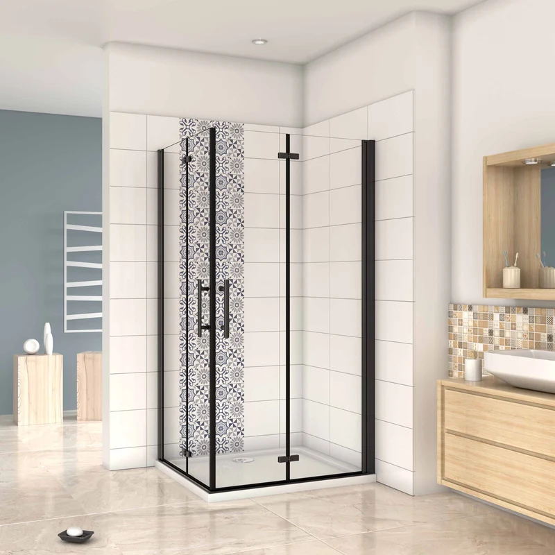 Mampara ducha Cabina de ducha 4 puertas plegables 5 mm Easyclean. Altura 190 cm