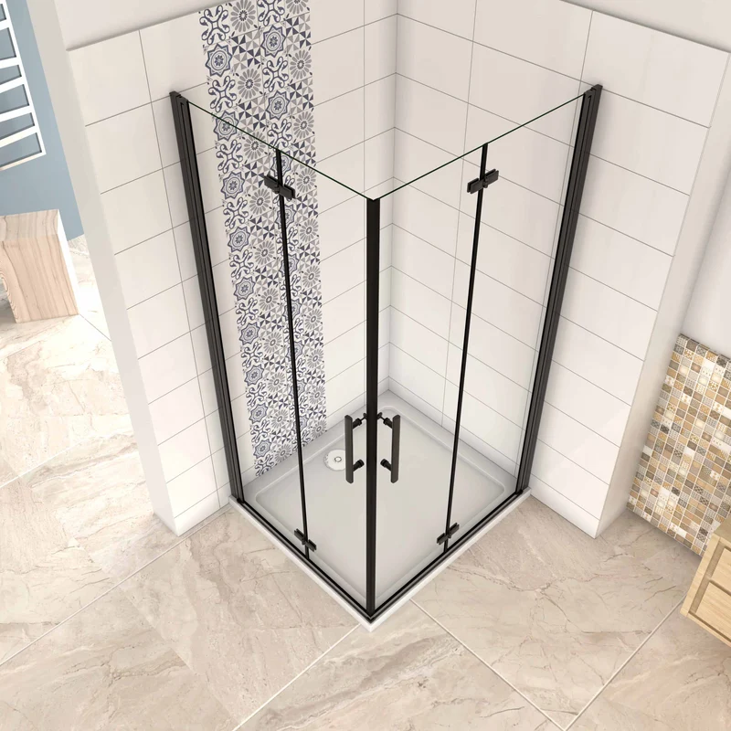 Mampara ducha Cabina de ducha 4 puertas plegables 5 mm Easyclean. Altura 190 cm