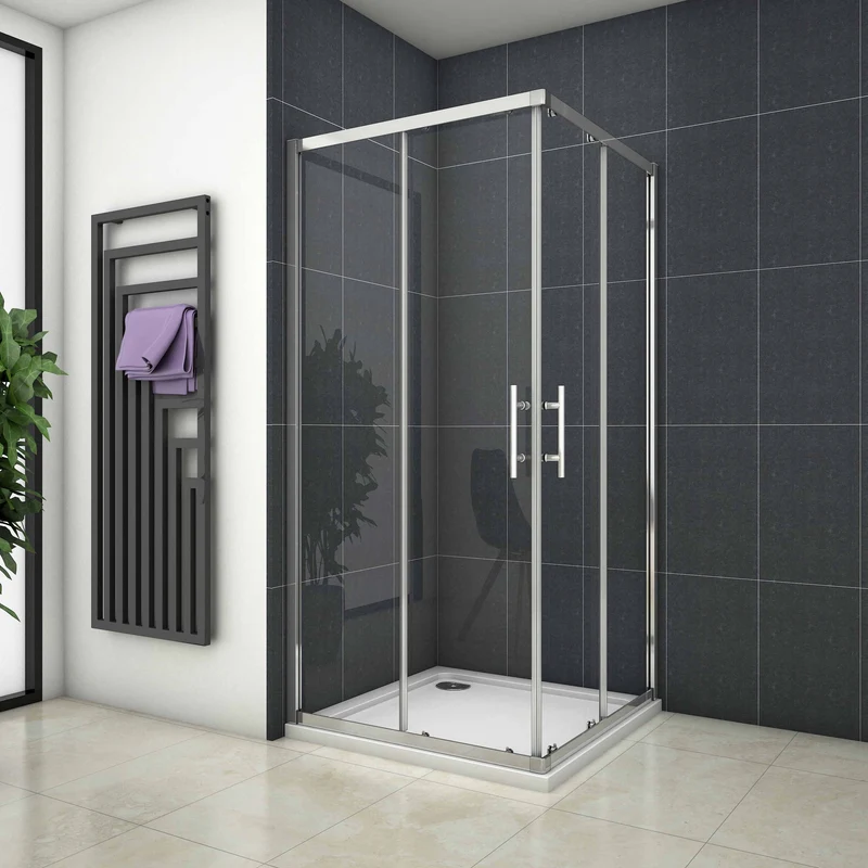 Mampara Esquinera Puertas Correderas 5mm Cromado Altura 185cm