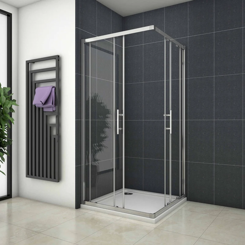 Mampara Esquinera Puertas Correderas 5mm Cromado Altura 185cm