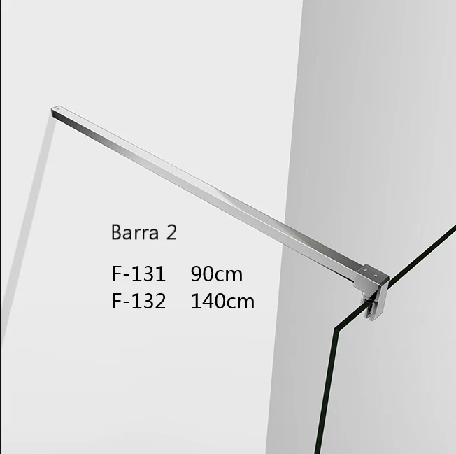 Mampara de Ducha 8mm Frontal Panal Fijo 80/90/100 cm con Panel Abatible de 40 CM y barra de soporte ，vidrio antical de 8 mm