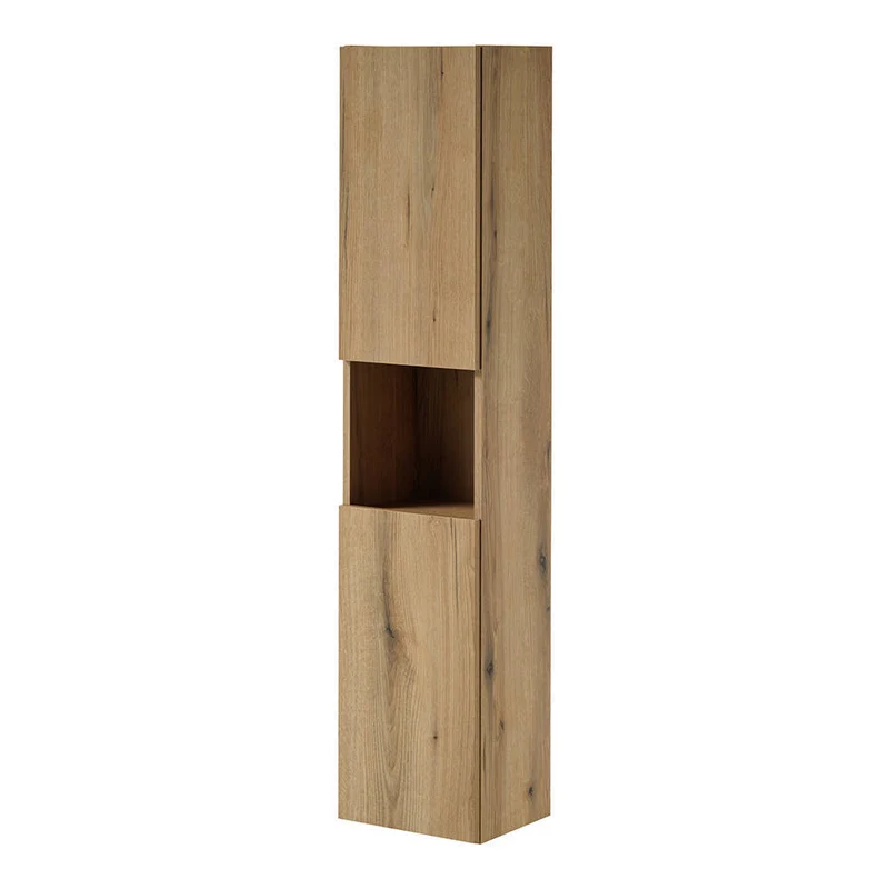 Armario alto Skelbolu 140x30x25 cm aspecto roble [en.casa]