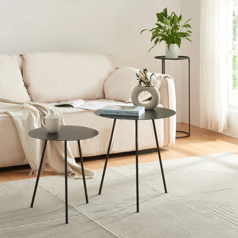 Mesa auxiliar Sula juego de 2 negro [en.casa]