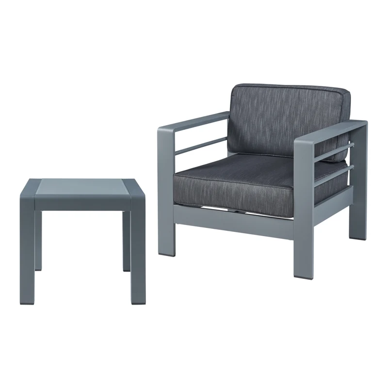 Sillón de exterior con mesa Avise aluminio [casa.pro]