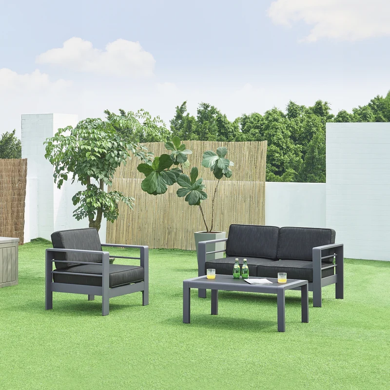 Conjunto de muebles de jardín Avise de 3 piezas. Aluminio [casa.pro]