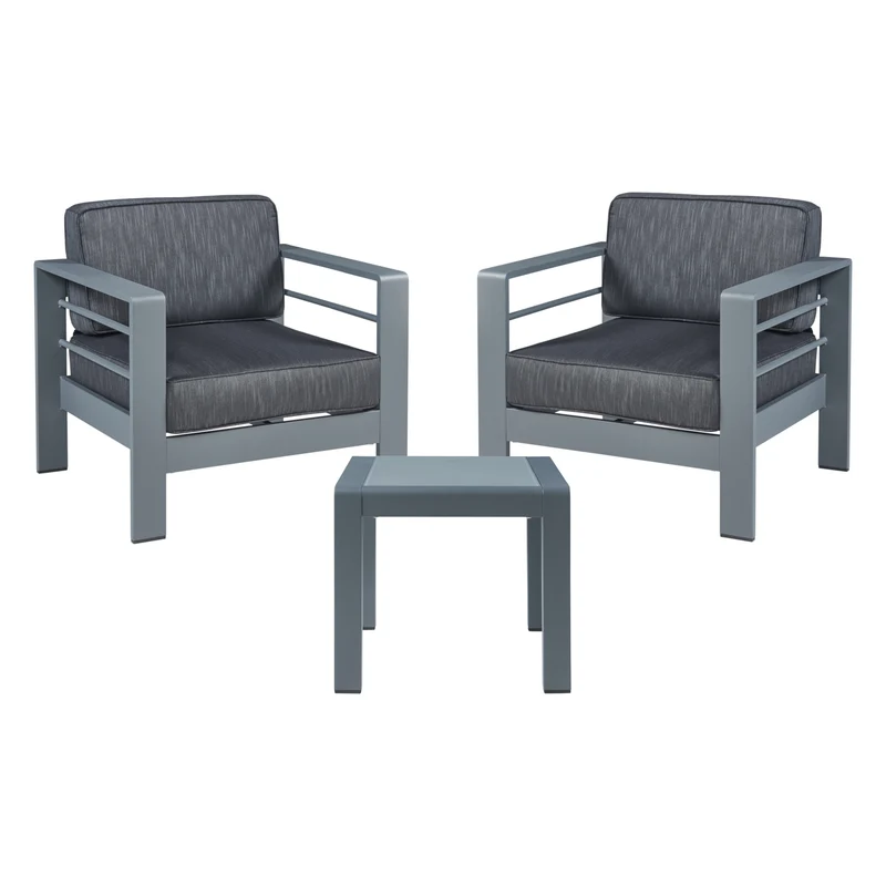 Conjunto de sillones de exterior con mesa Avise de 3 piezas. Aluminio [casa.pro]