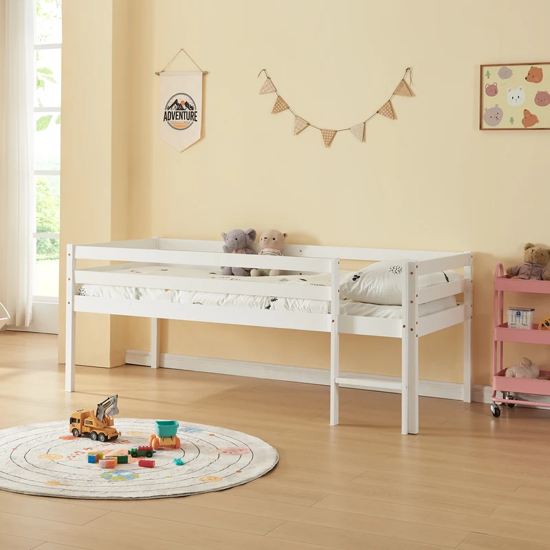 Cama infantil Siikalatva 90x200cm Madera de pino Blanco [en.casa]