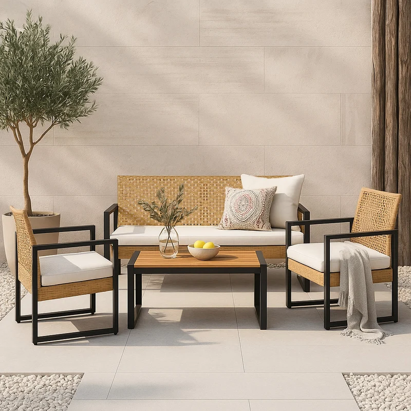 Conjunto de muebles de jardín Calciano de 4 piezas [casa.pro]