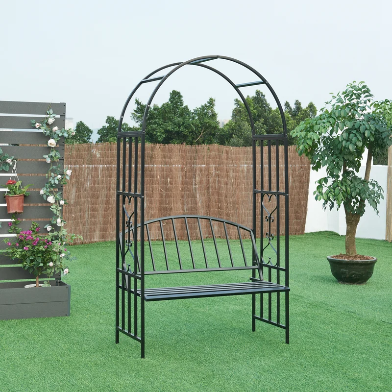 Arco de rosas Barile con banco negro [casa.pro]