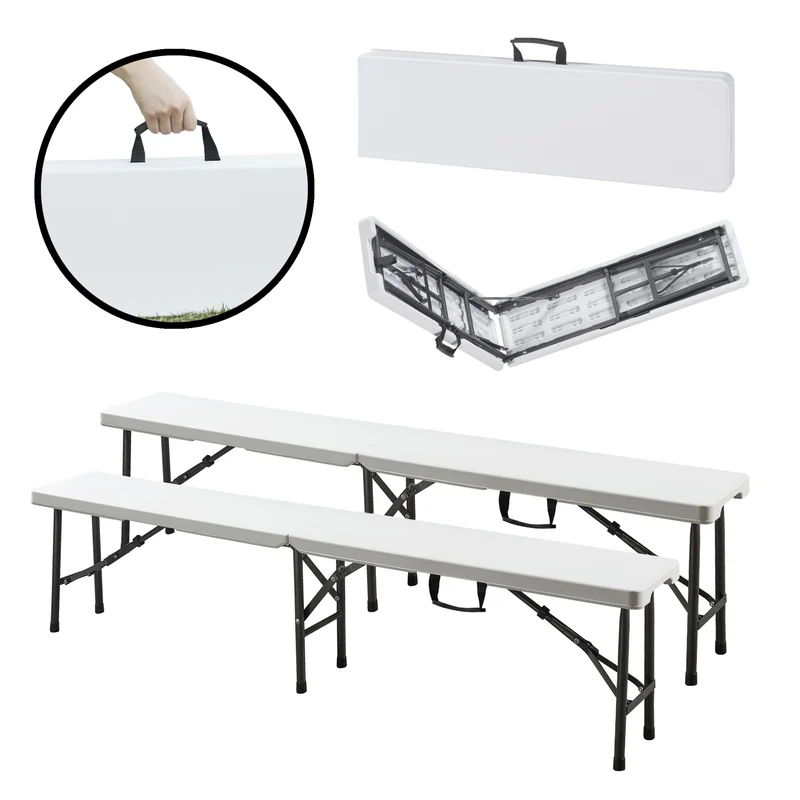 Conjunto de banco plegable Ljusnarsberg 2 piezas Blanco [en.casa]