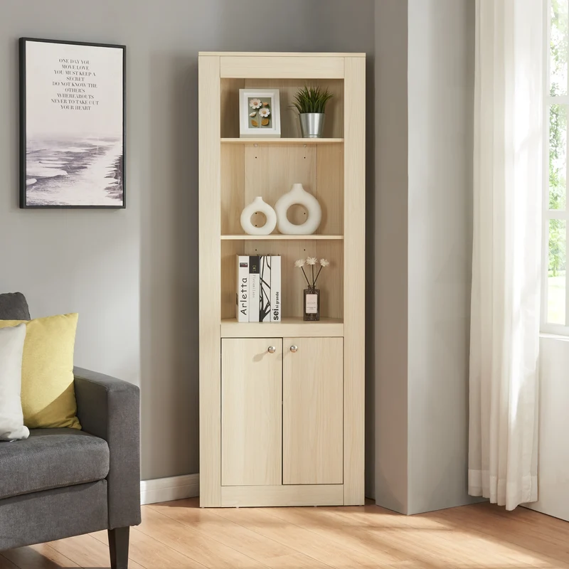 Armario esquinero Eura 170x62x30cm Roble [en.casa]