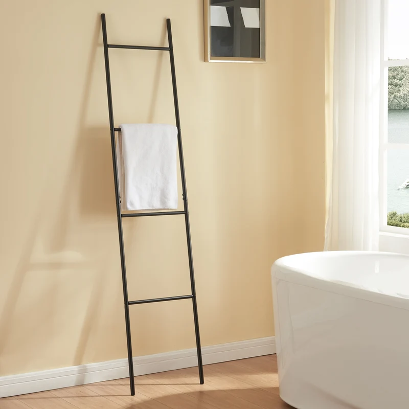 Escalera para toallas Bodø acero 176x38 cm negro [en.casa]