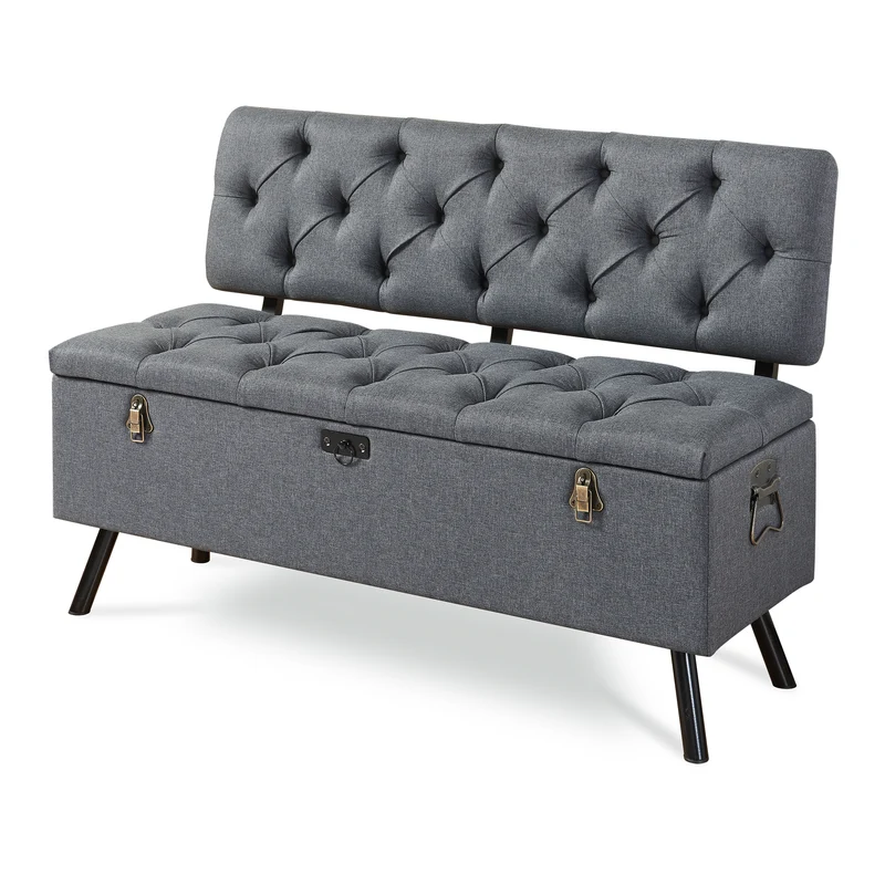 Banco Tapizado 110 x 48 x 75 cm Gris Oscuro [pro.tec]®