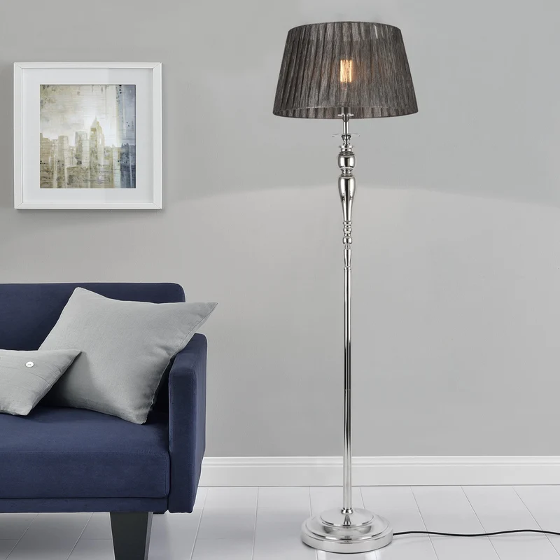Lámpara de pie Lingen 151 cm E27 60W Metal Cromo/Gris lux.pro