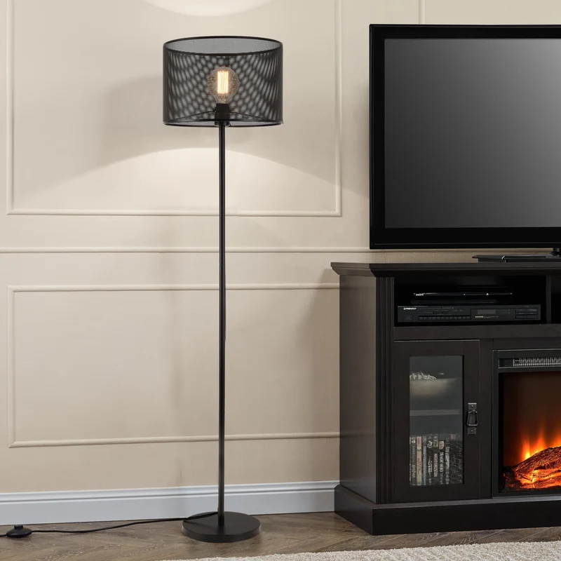 Lámpara de pie Arensburg 153 cm Metal E27 60W Negro lux.pro