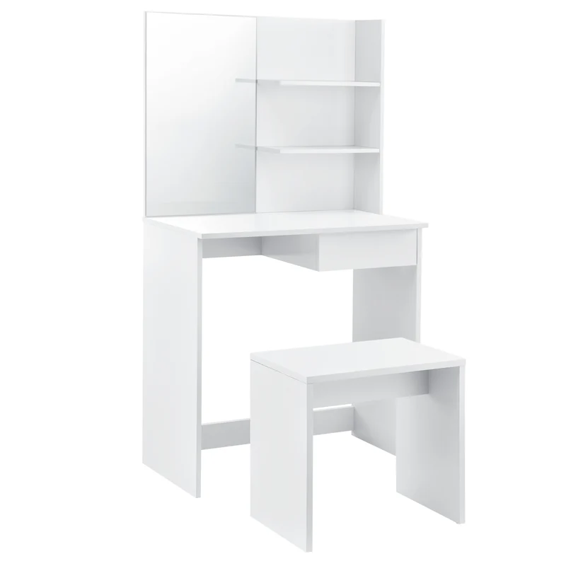 Tocador Katrineholm con espejo y taburete Blanco en.casa