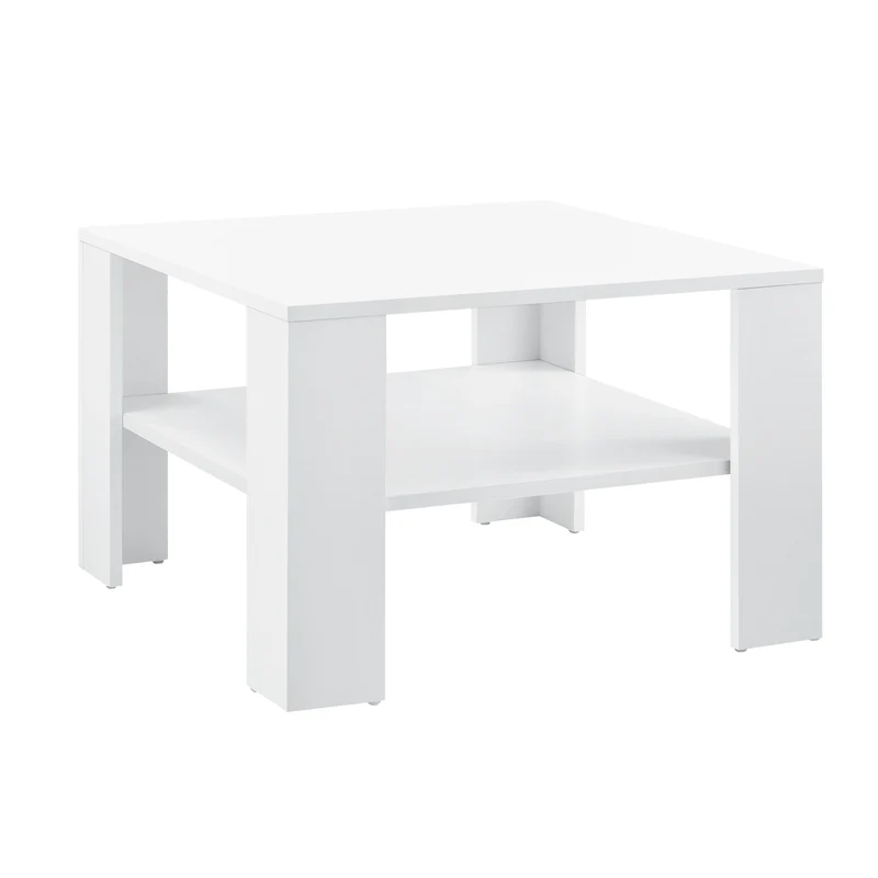 Mesa de centro Aachen 60x60x40 cm con estante Blanco en.casa