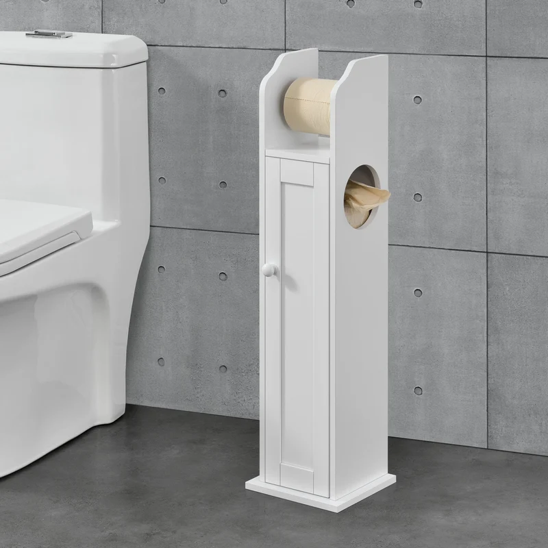 Portarrollos de papel higiénico Falkenberg 78x20x18 cm Armario de baño con estante Blanco en.casa