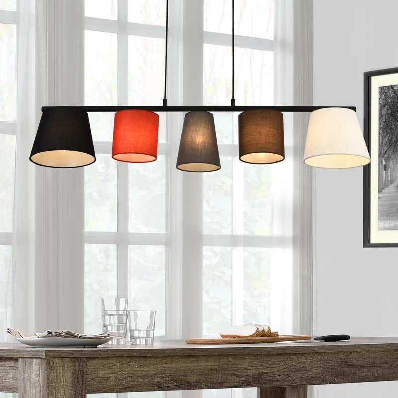 Lámpara colgante Mysen de 5 luces Tela Negra lux.pro