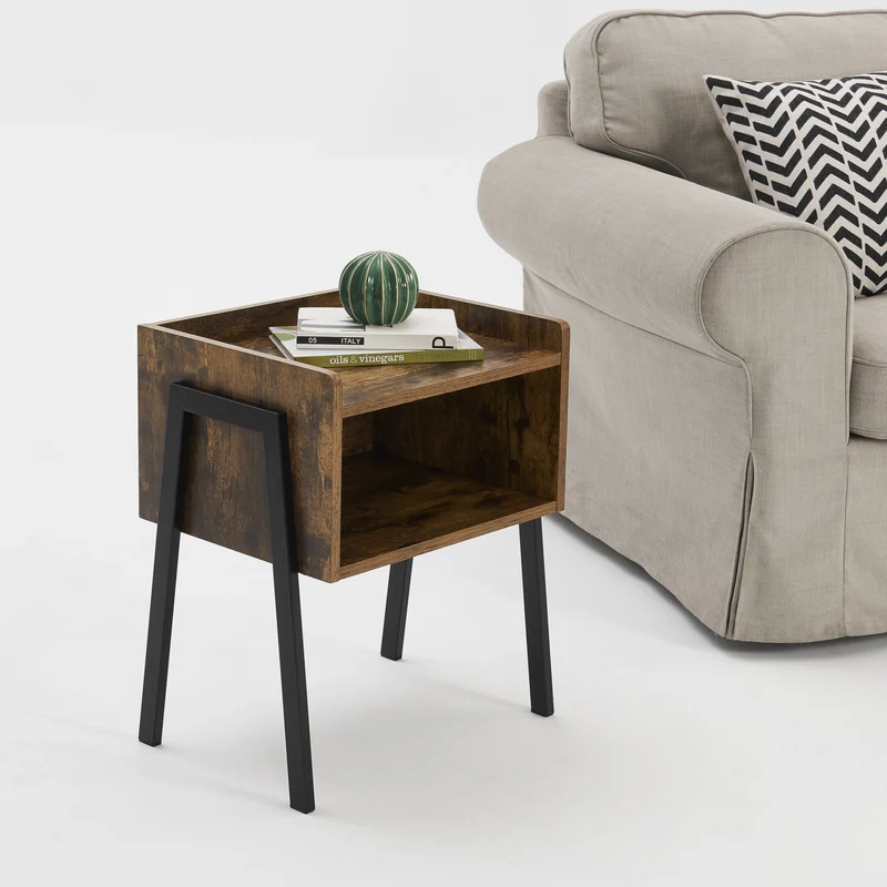 Mesita de noche Andernach 52x42x35 cm color madera en.casa