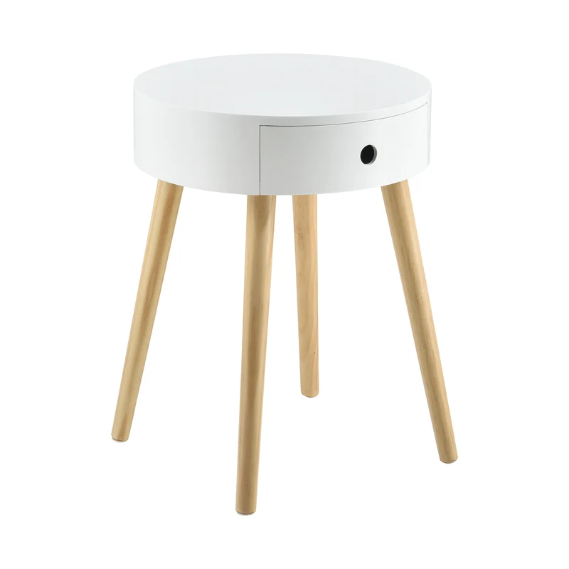 Mesita de noche Aurich 50x38x38 cm con cajón diseño retro blanco en.casa