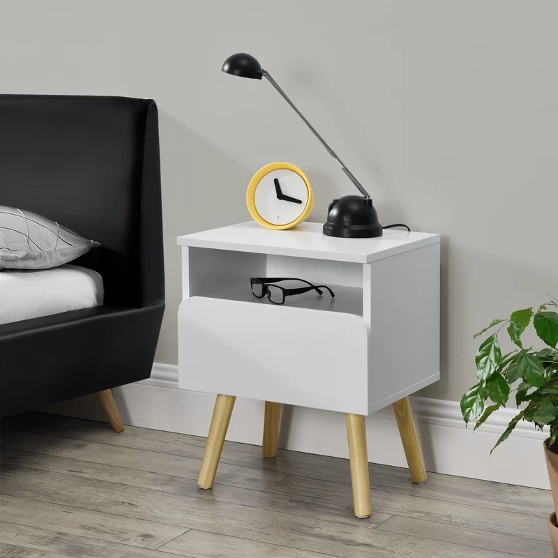 Mesita de noche Dargaville 50x40x34 cm Blanco en.casa