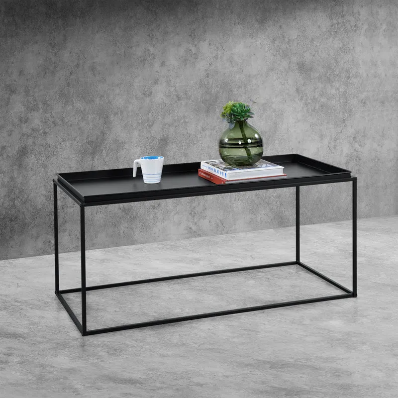 Mesa de centro Nyker 47x100x50 cm Diseño industrial Negro en.casa