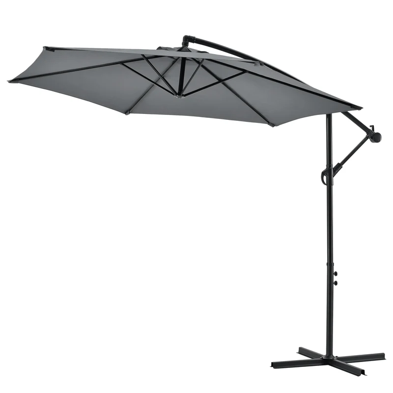 Parasol de semáforo Budva 270 cm poliéster acero gris casa.pro