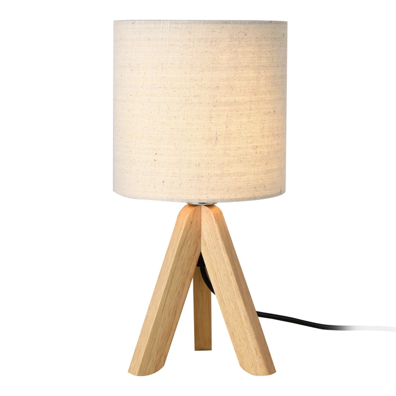 Lámpara de mesa Koblenz E14 máx. 40W con pies de madera Beige lux.pro