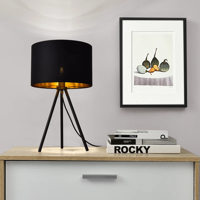 Lámpara de mesa Koblenz E14 máx. 40W con pies de madera Beige lux.pro