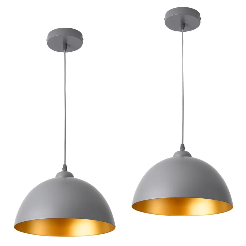 Set de 2 lámparas colgantes Toulon metal gris-oro lux.pro