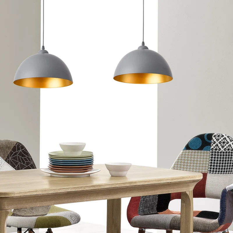 Set de 2 lámparas colgantes Toulon metal gris-oro lux.pro