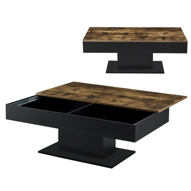 Mesa de centro Lünen aspecto madera/negro [en.casa]