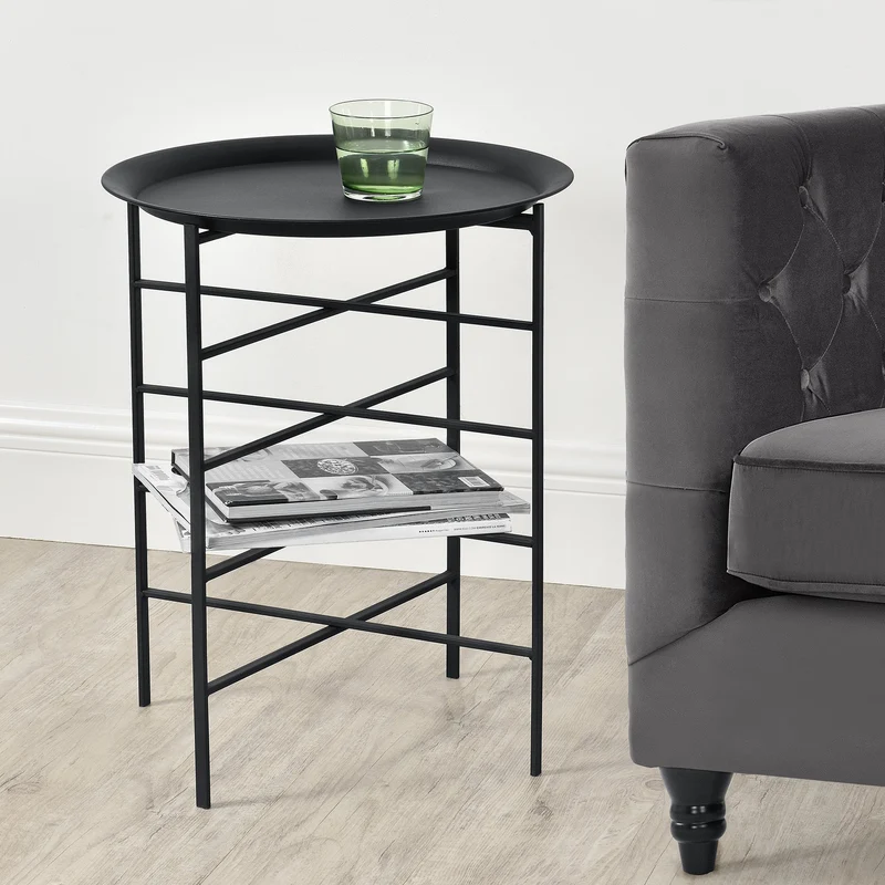 Mesa auxiliar Wiltz 40x40x53 cm Metal Negro en.casa