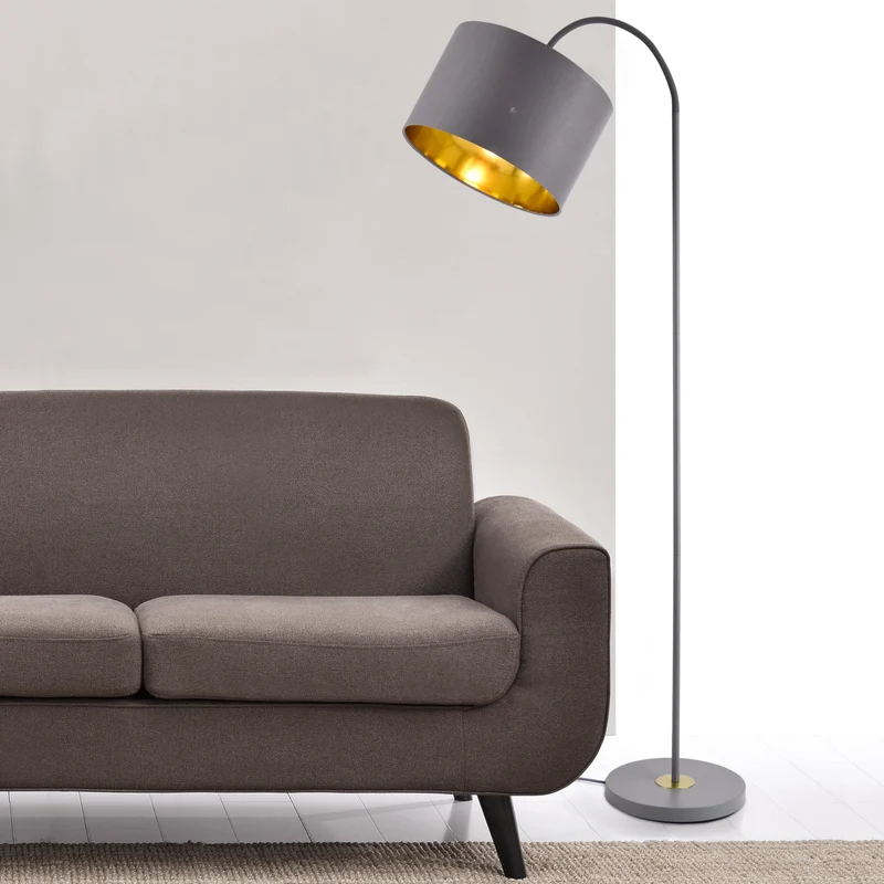 Lámpara de pie Toledo 173cm 1xE27 Metal Gris lux.pro