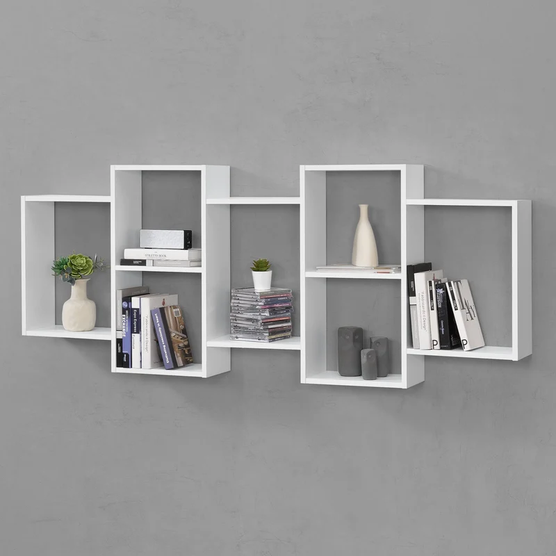 Estantería para Pared Jessheim con 7 compartimientos 161x18x65cm - Blanco [en.casa]