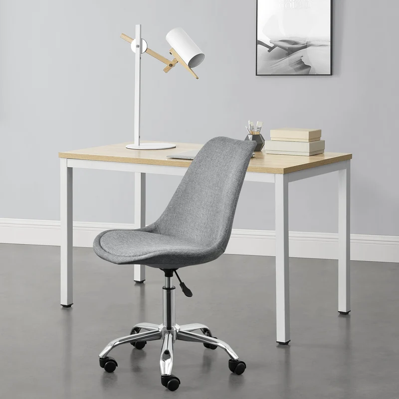 Silla de oficina Atherton 83-93x48x55 cm Gris claro [en.casa]