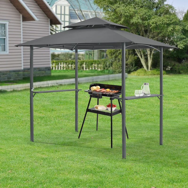 Gazebo del Pabellón para la Barbacoa Parga 250 x 241 x 151 cm Gris Antracita [en.casa]®