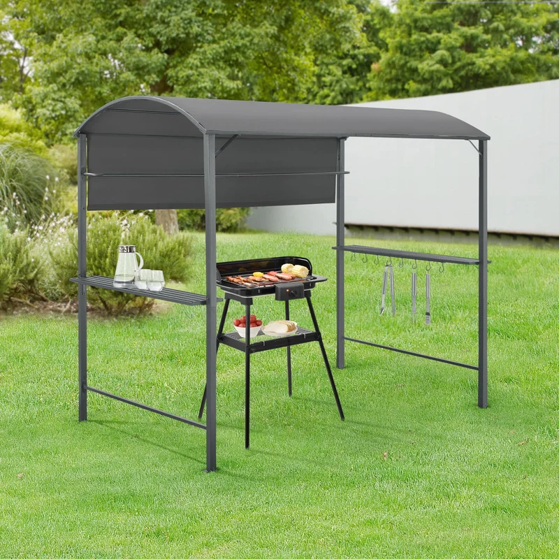 Gazebo del Pabellón para la Barbacoa Pyrgos 215 x 220 x 140 cm Gris oscuro [en.casa]