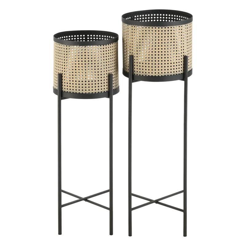 Soporte para flores Colfontaine juego de 2 negro color arena en.casa