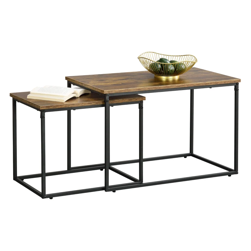 Conjunto de mesa de centro Härnösand 2 piezas tono de madera oscura [en.casa]