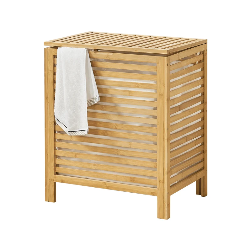 Cesto de Ropa Sucia de Bambú Skövde máx 65 litros 50,5 x 35,5 x 60 cm [en.casa]