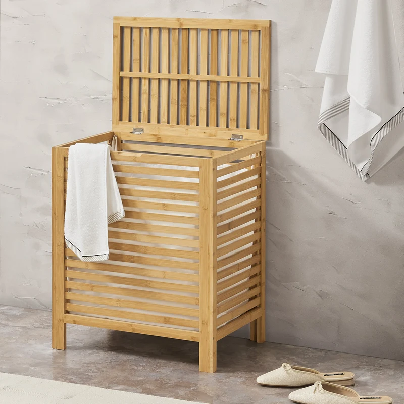 Cesto de Ropa Sucia de Bambú Skövde máx 65 litros 50,5 x 35,5 x 60 cm [en.casa]