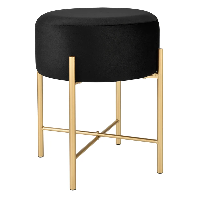 Taburete Kungälv Taburete tapizado hasta 100 kg Negro/Color latón [en.casa]